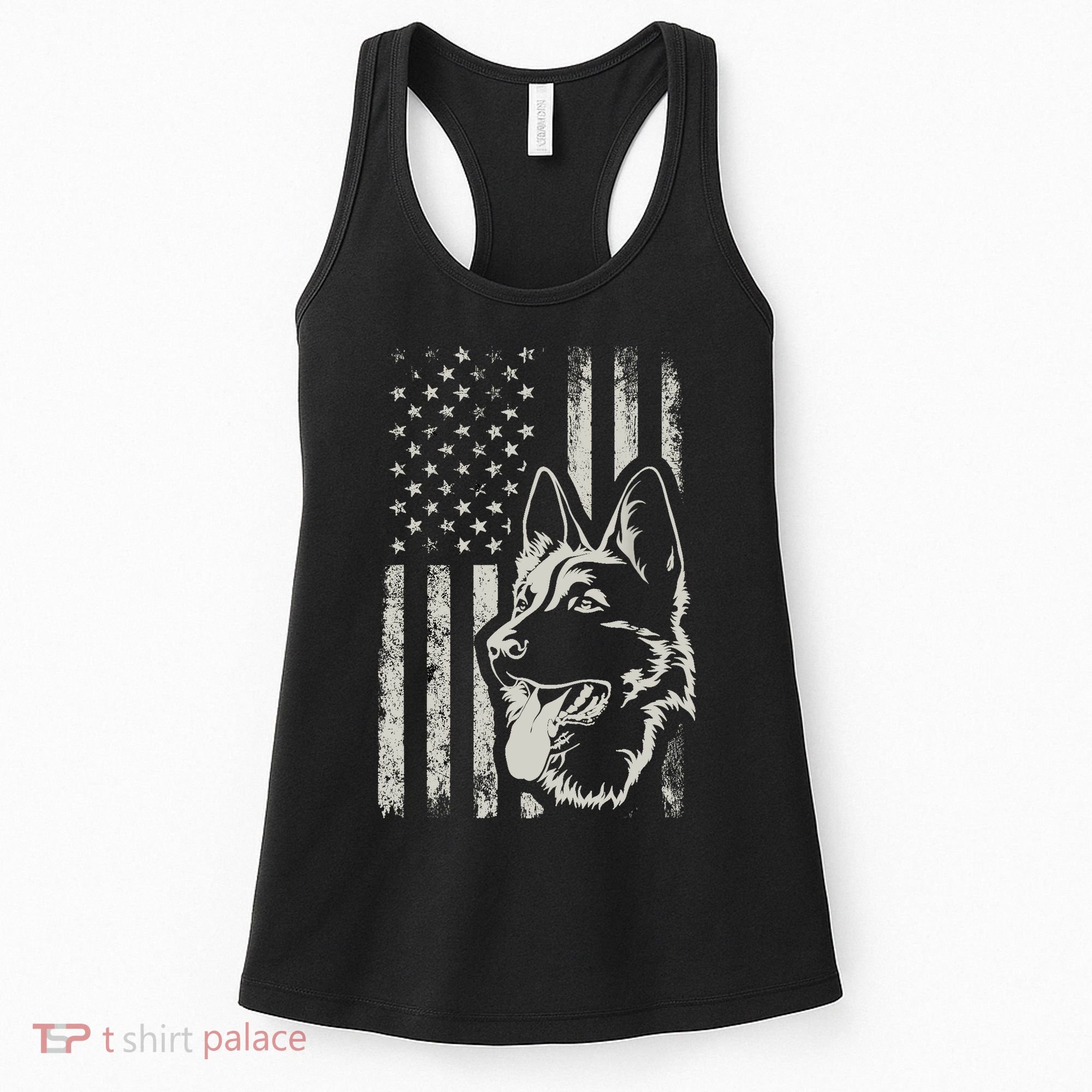 Patriotic German Shepherd AMERICAN FLAG 4th Of July Shepherd Women's Tank Top