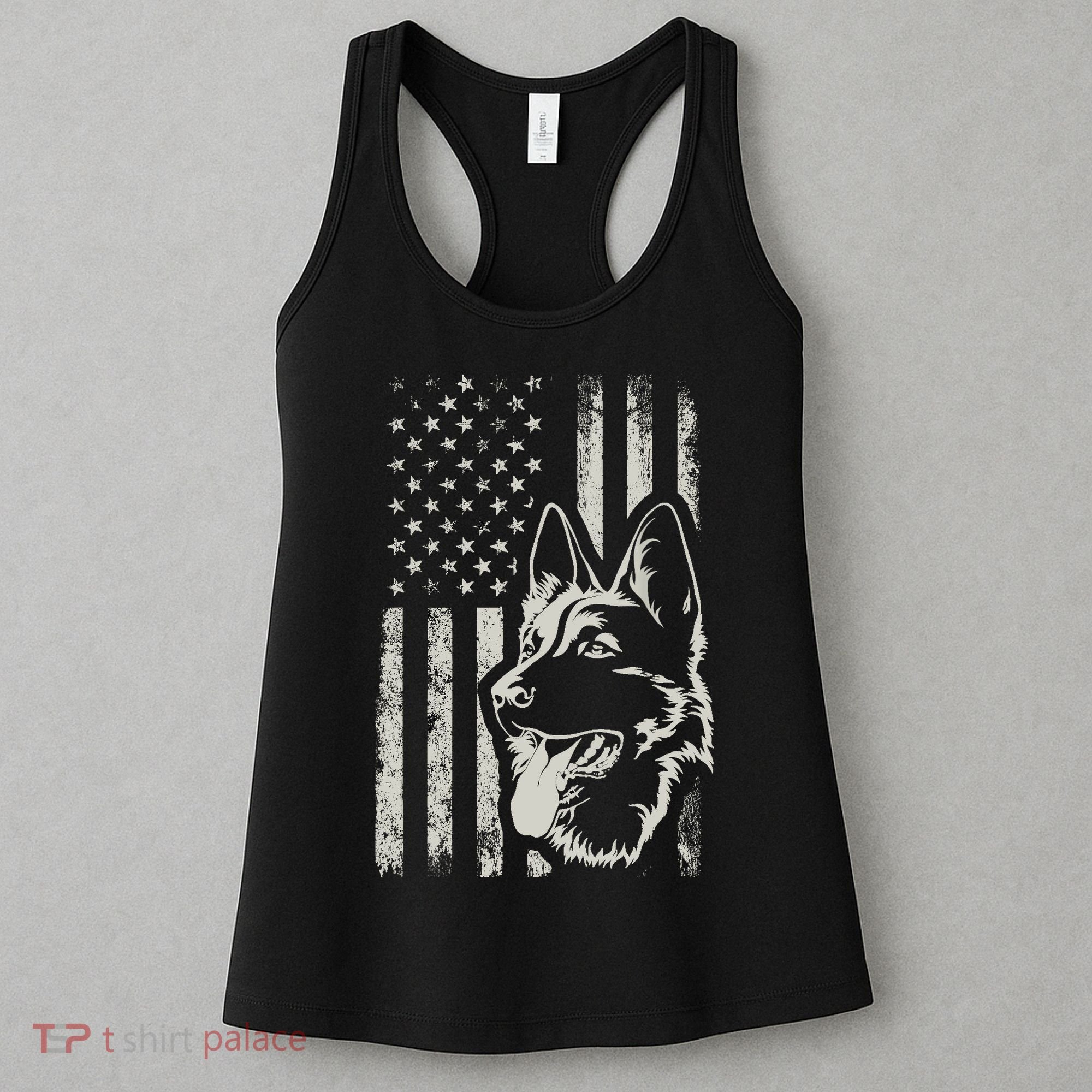 Patriotic German Shepherd AMERICAN FLAG 4th Of July Shepherd Women's Tank Top