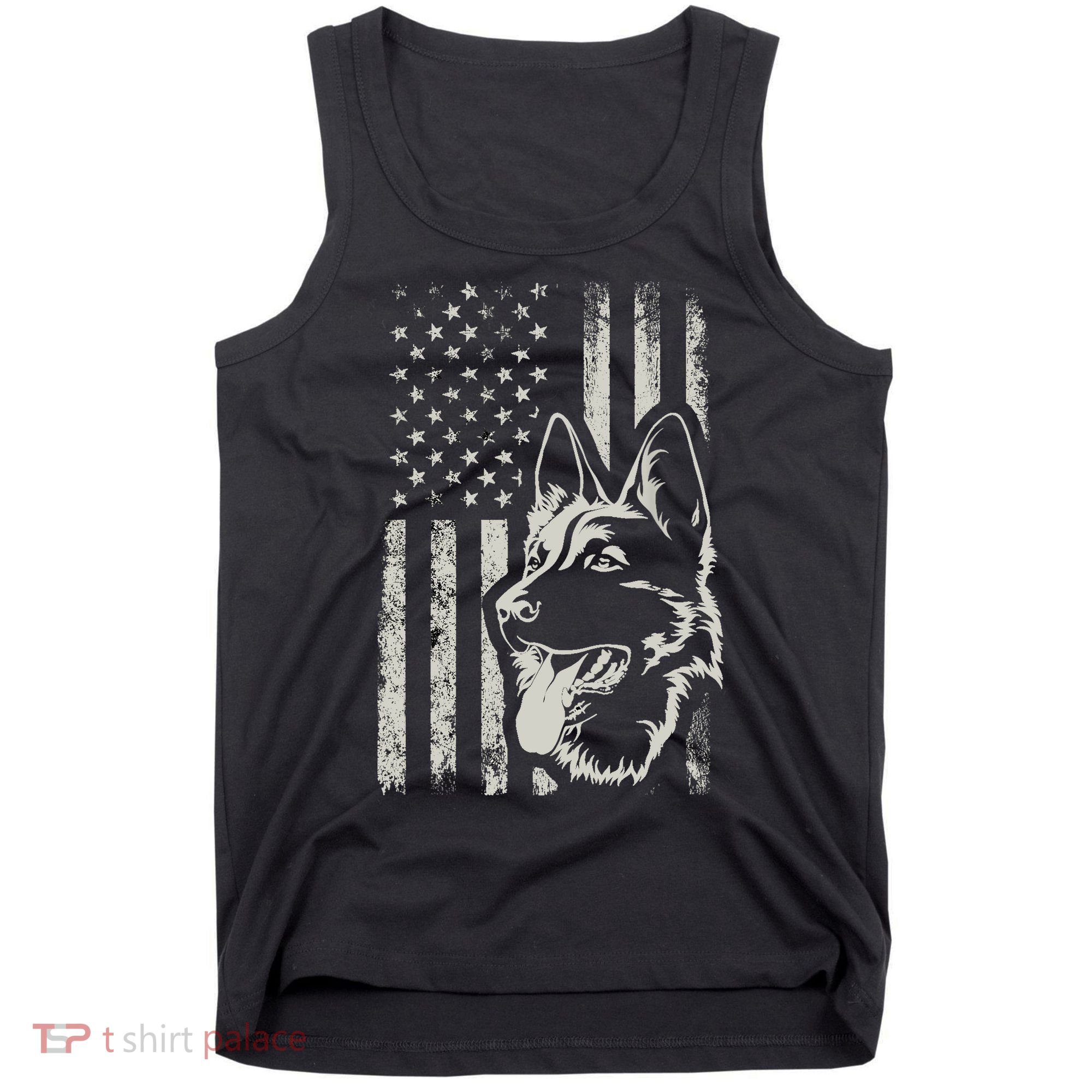 Patriotic German Shepherd AMERICAN FLAG 4th Of July Shepherd Tank Top