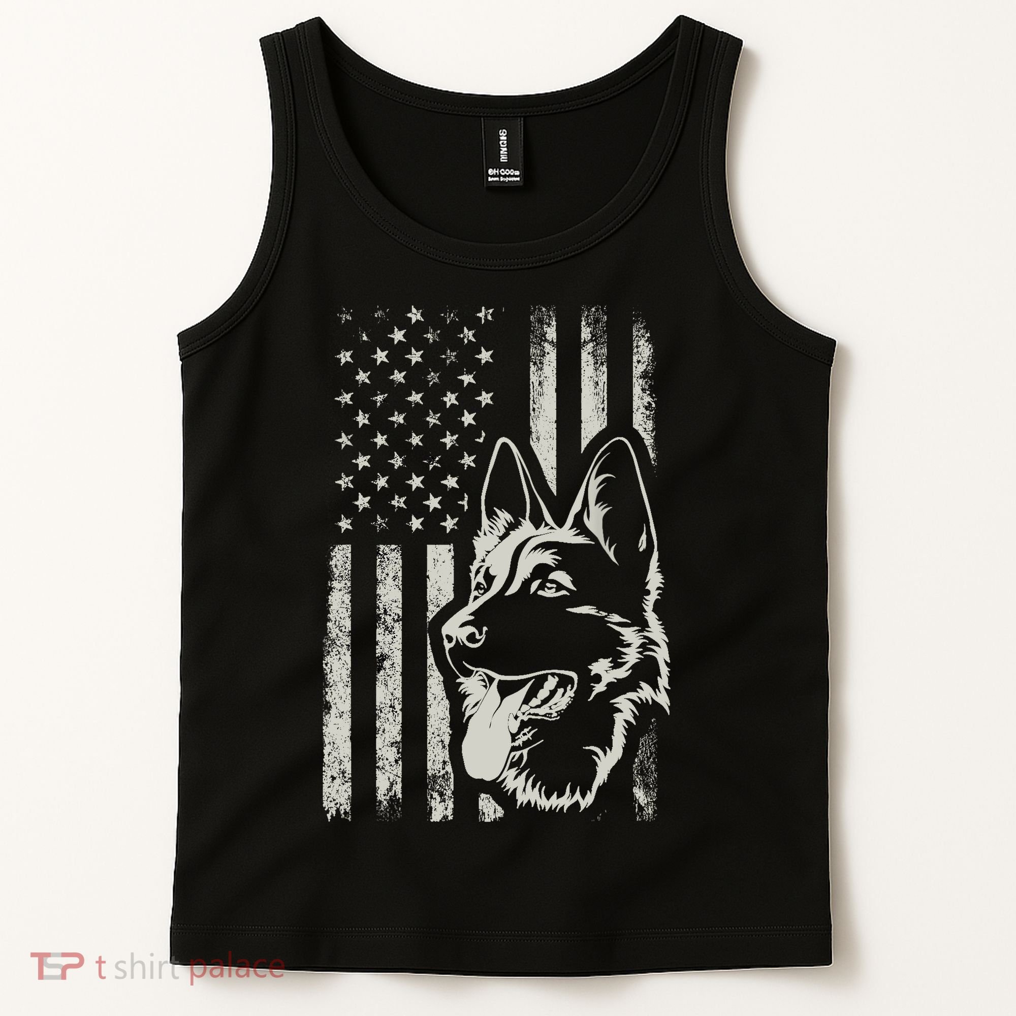 Patriotic German Shepherd AMERICAN FLAG 4th Of July Shepherd Tank Top