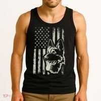 Patriotic German Shepherd AMERICAN FLAG 4th Of July Shepherd Tank Top thumb 3