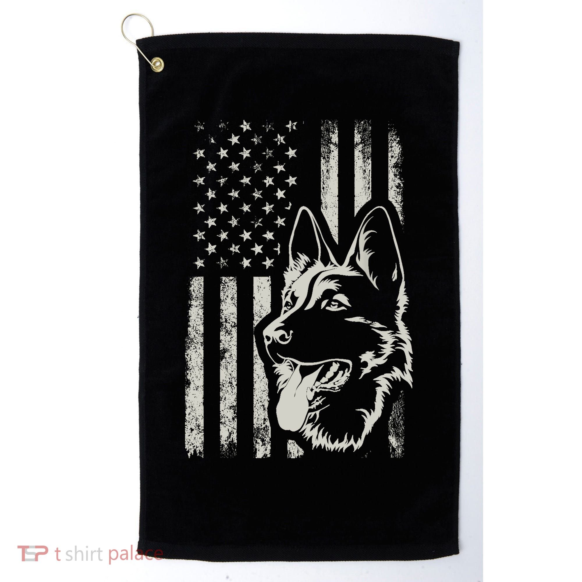 Patriotic German Shepherd AMERICAN FLAG 4th Of July Shepherd Golf Towel