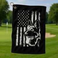 Patriotic German Shepherd AMERICAN FLAG 4th Of July Shepherd Golf Towel thumb 1