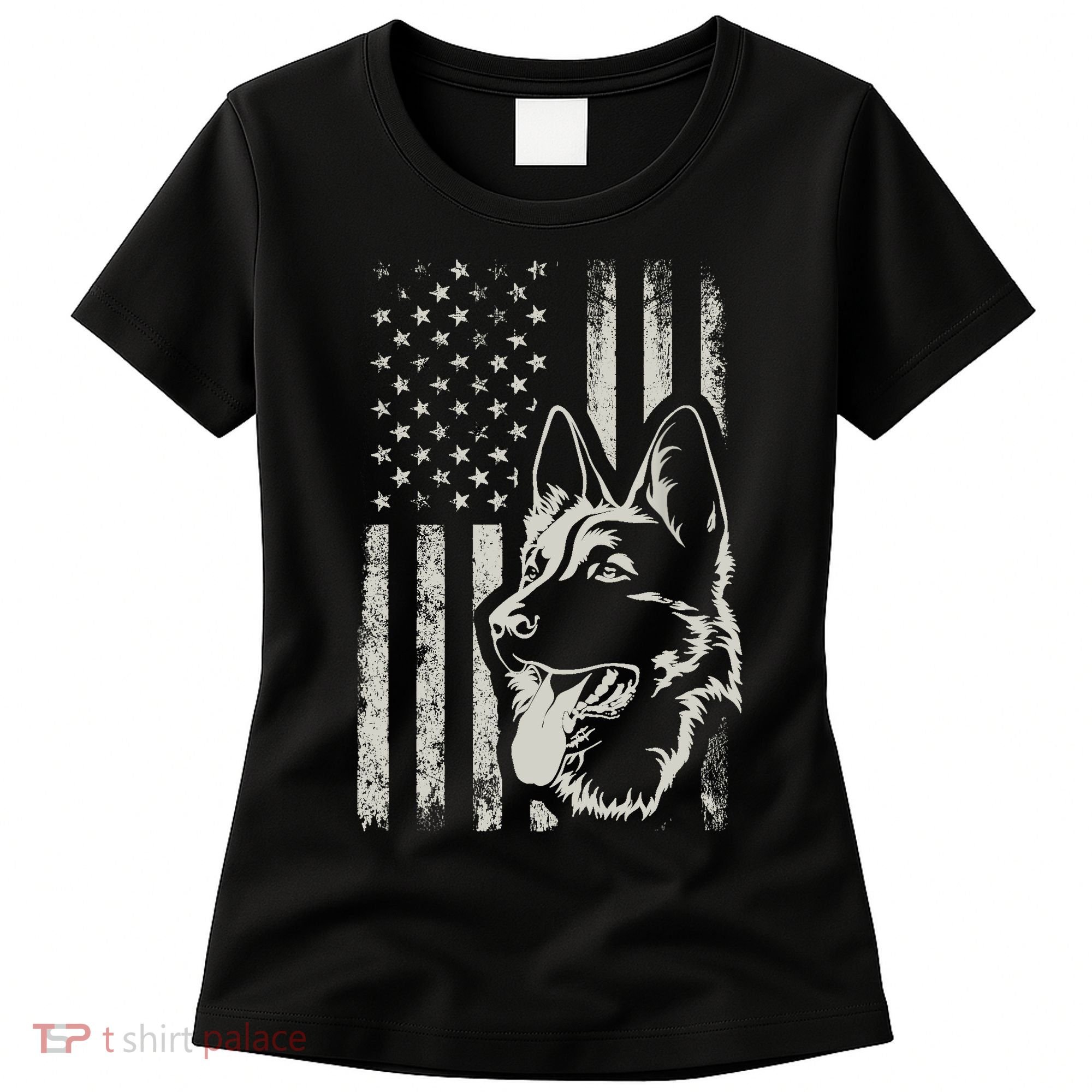 Patriotic German Shepherd AMERICAN FLAG 4th Of July Shepherd Women's T-Shirt
