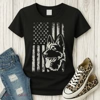 Patriotic German Shepherd AMERICAN FLAG 4th Of July Shepherd Women's T-Shirt thumb 3