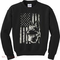 Patriotic German Shepherd AMERICAN FLAG 4th Of July Shepherd Kids Sweatshirt thumb 0