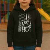 Patriotic German Shepherd AMERICAN FLAG 4th Of July Shepherd Kids Hoodie thumb 3