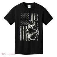 Patriotic German Shepherd AMERICAN FLAG 4th Of July Shepherd Kids T-Shirt thumb 0