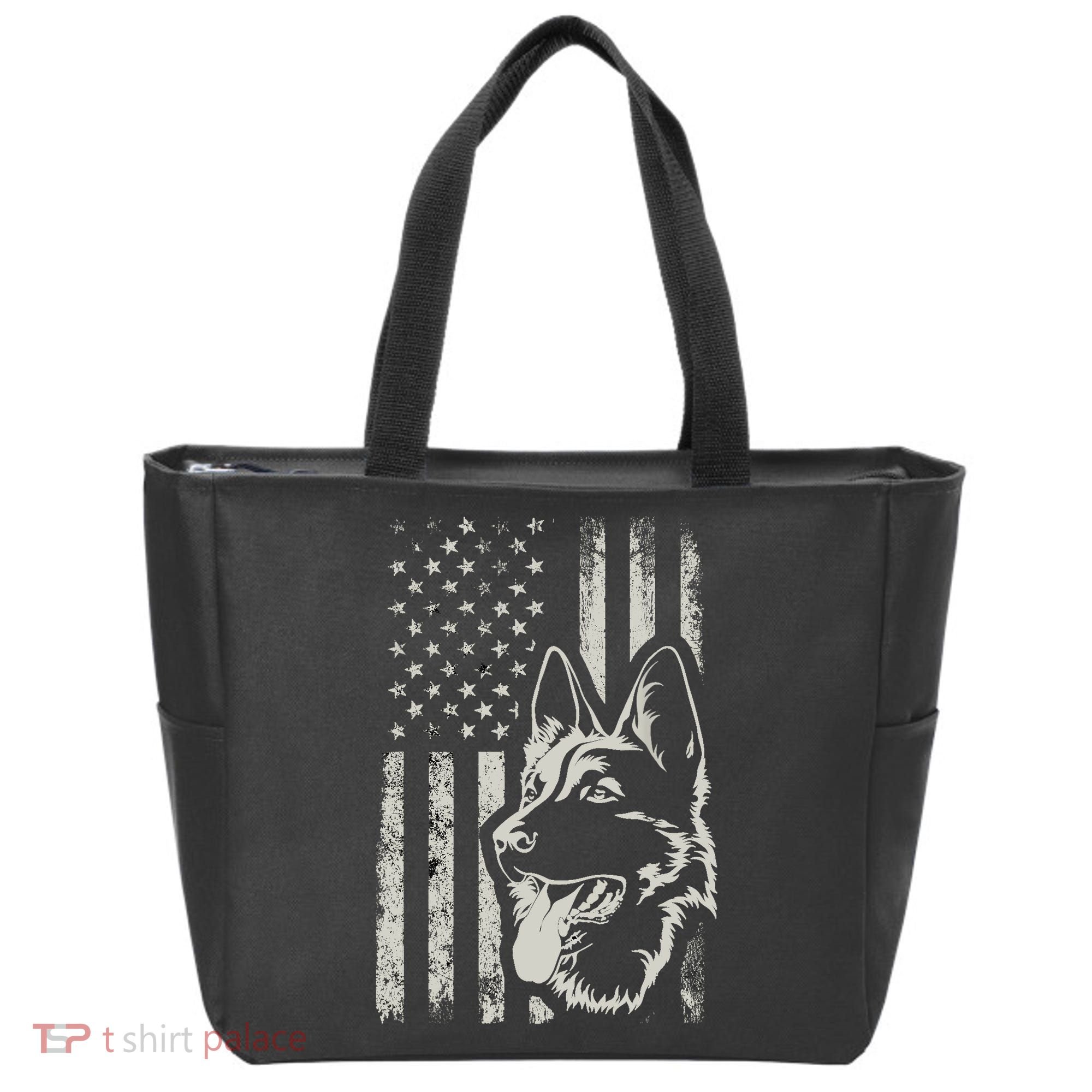 Patriotic German Shepherd AMERICAN FLAG 4th Of July Shepherd Tote Bag