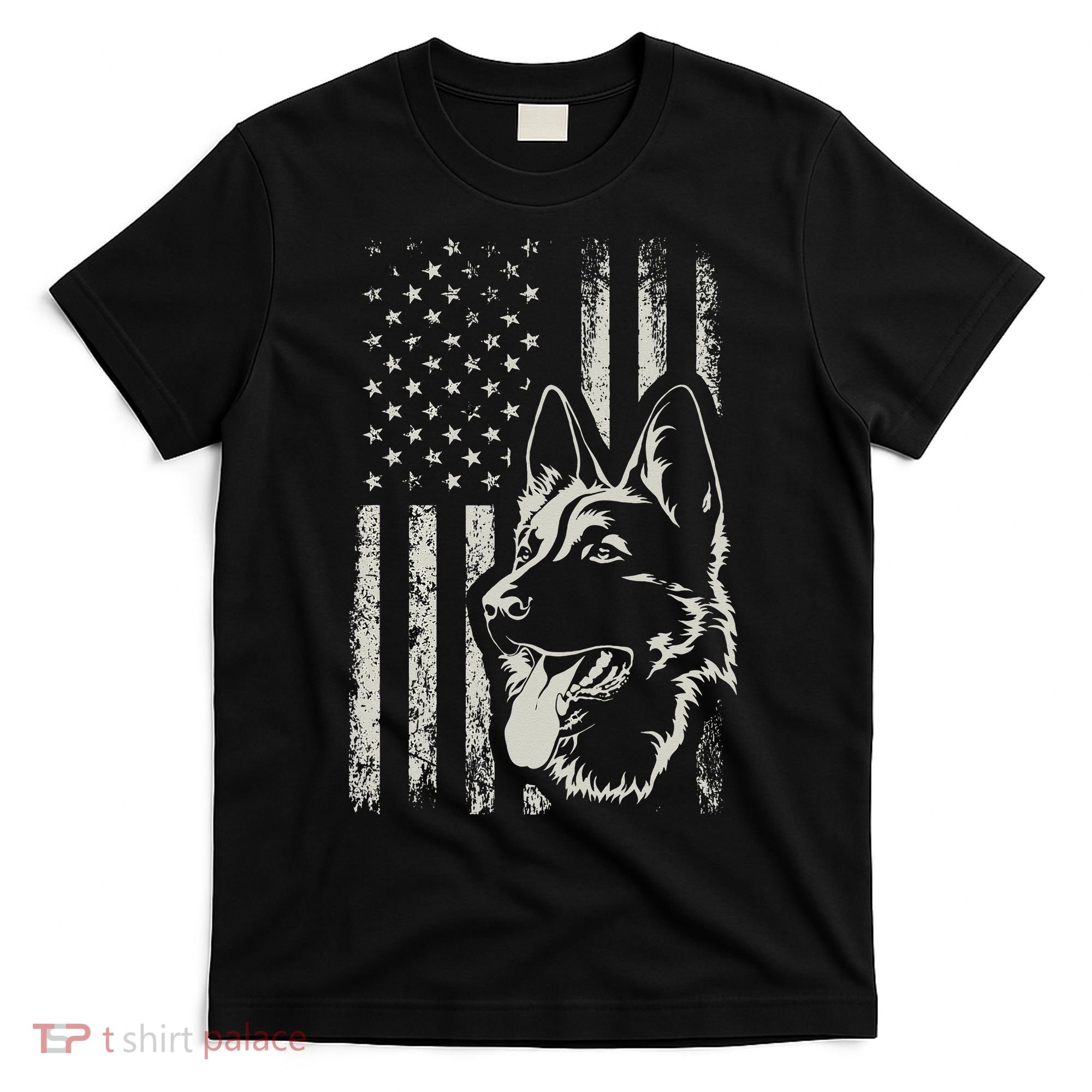 Patriotic German Shepherd AMERICAN FLAG 4th Of July Shepherd T-Shirt