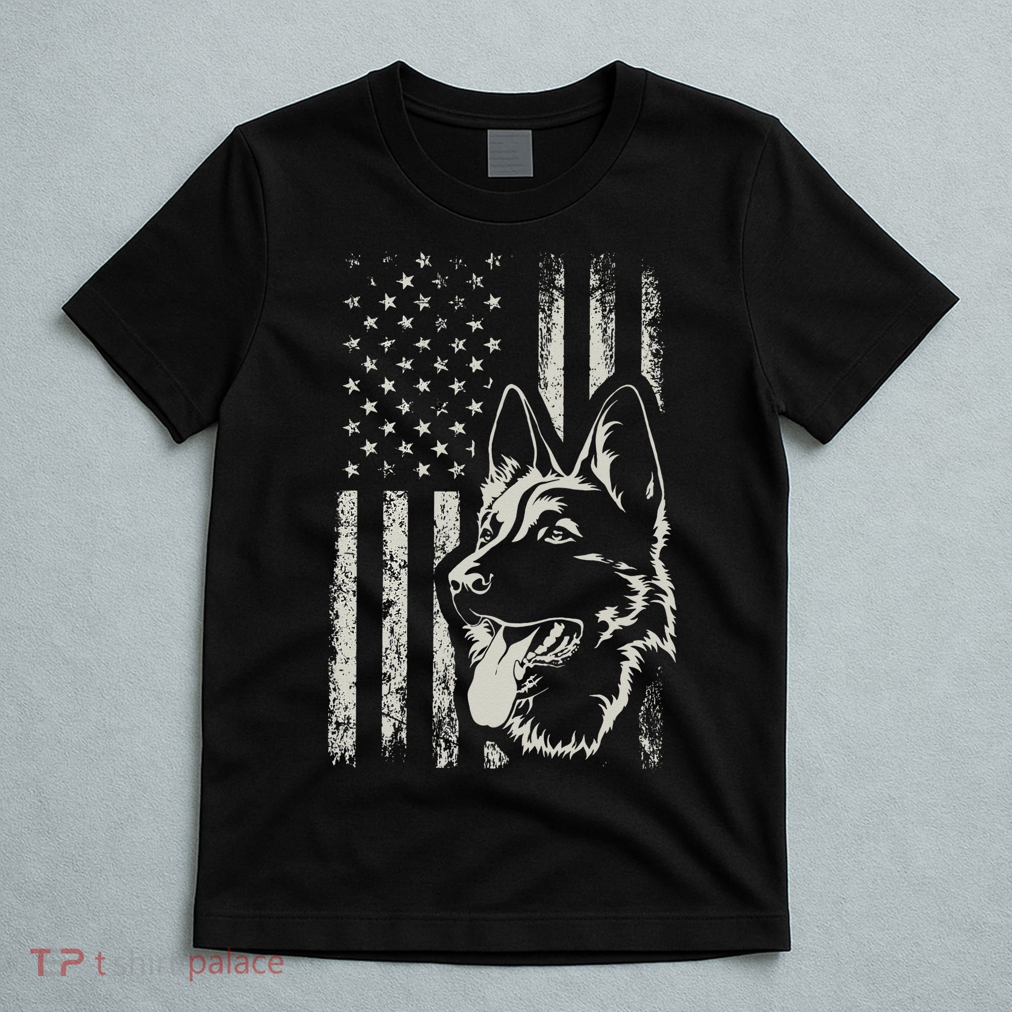 Patriotic German Shepherd AMERICAN FLAG 4th Of July Shepherd T-Shirt