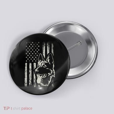 Patriotic German Shepherd AMERICAN FLAG 4th Of July Shepherd Button