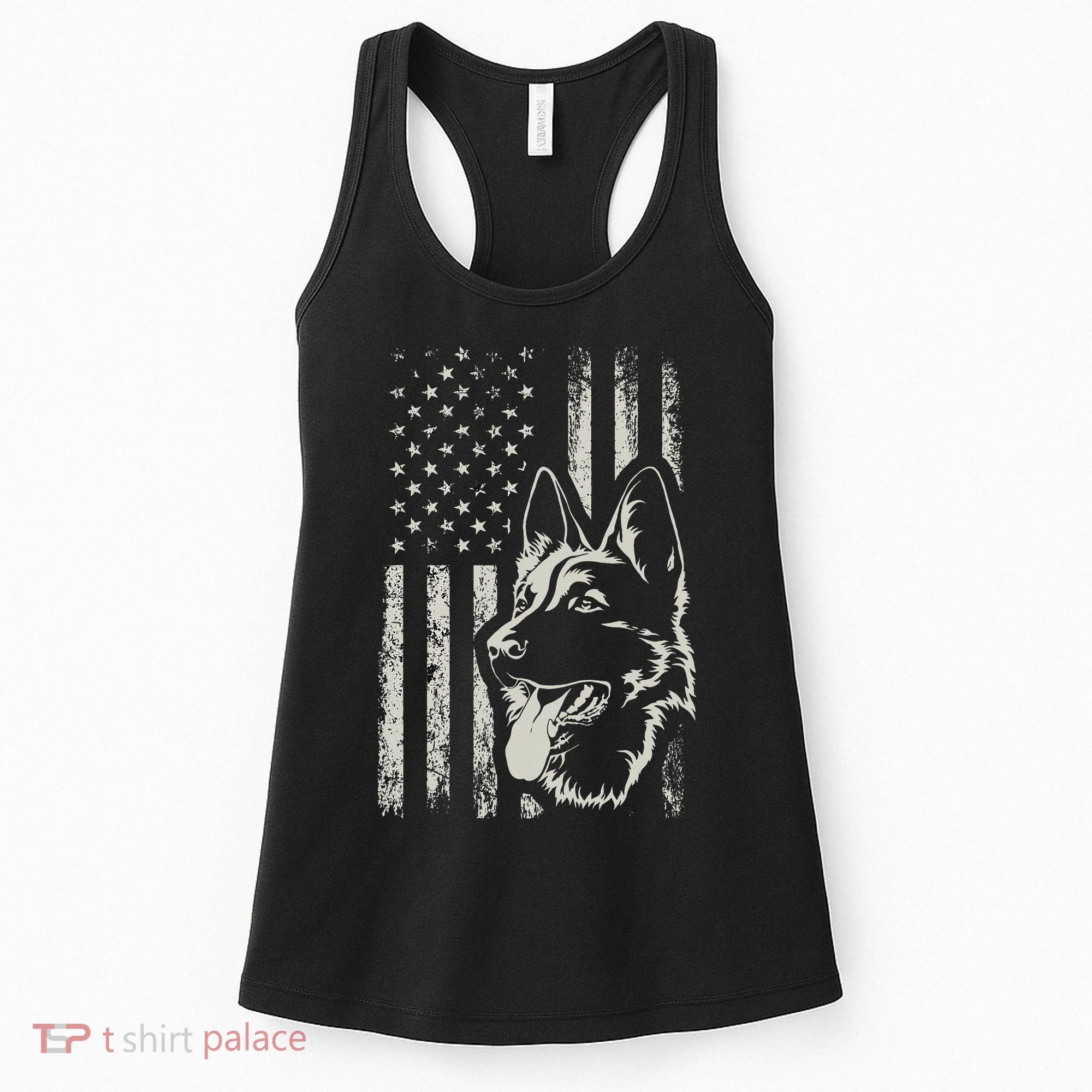Patriotic German Shepherd AMERICAN FLAG 4th Of July Shepherd Women's Tank Top