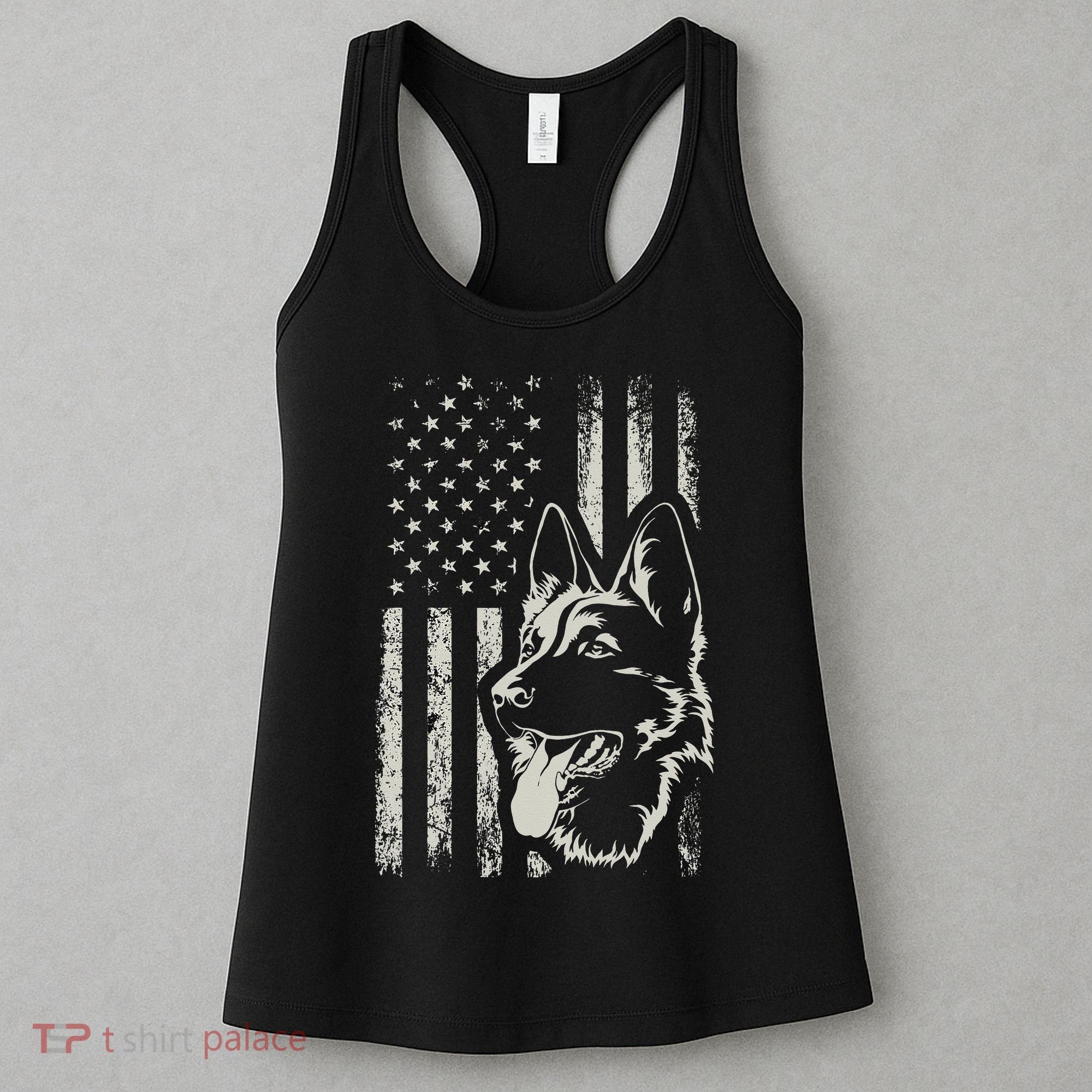 Patriotic German Shepherd AMERICAN FLAG 4th Of July Shepherd Women's Tank Top