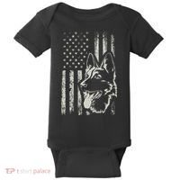 Patriotic German Shepherd AMERICAN FLAG 4th Of July Shepherd Baby Bodysuit thumb 0