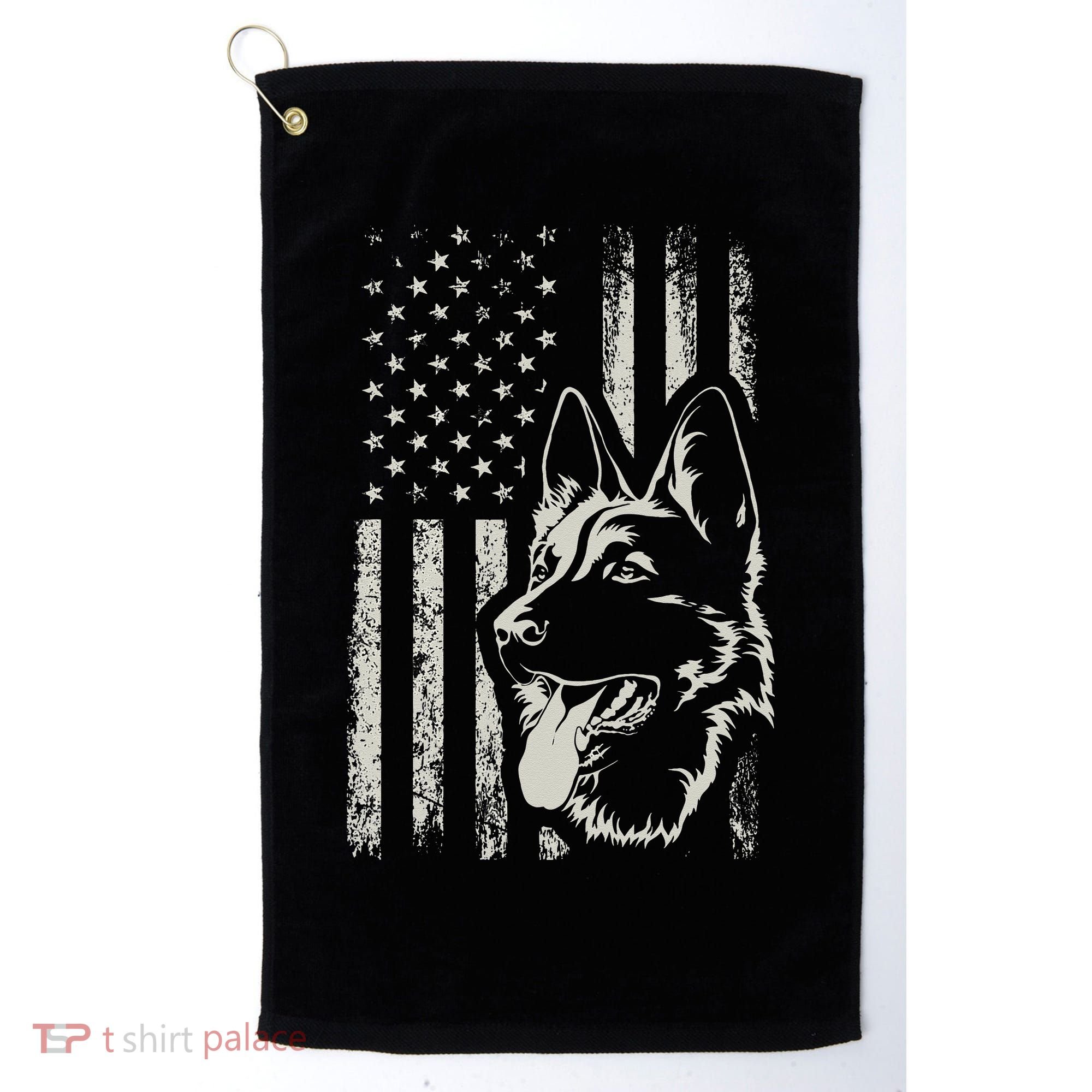 Patriotic German Shepherd AMERICAN FLAG 4th Of July Shepherd Golf Towel