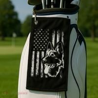 Patriotic German Shepherd AMERICAN FLAG 4th Of July Shepherd Golf Towel thumb 2