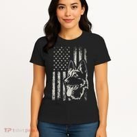 Patriotic German Shepherd AMERICAN FLAG 4th Of July Shepherd Women's T-Shirt thumb 4