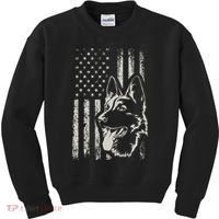 Patriotic German Shepherd AMERICAN FLAG 4th Of July Shepherd Kids Sweatshirt thumb 0