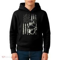Patriotic German Shepherd AMERICAN FLAG 4th Of July Shepherd Kids Hoodie thumb 4