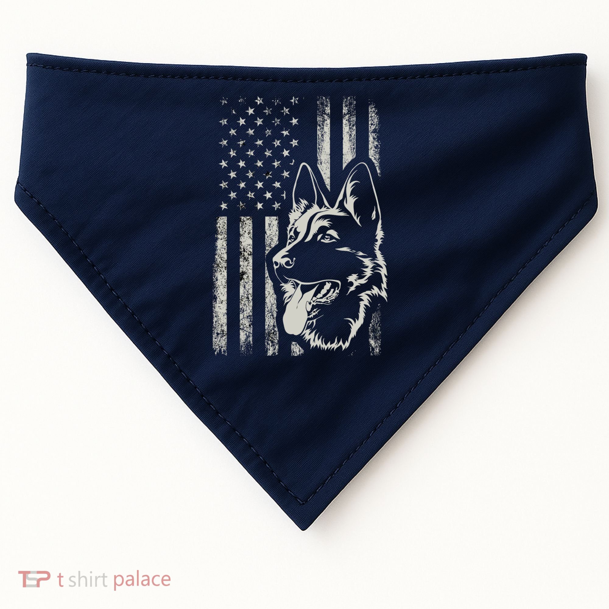 Patriotic German Shepherd AMERICAN FLAG 4th Of July Shepherd USA-Made Doggie Bandana