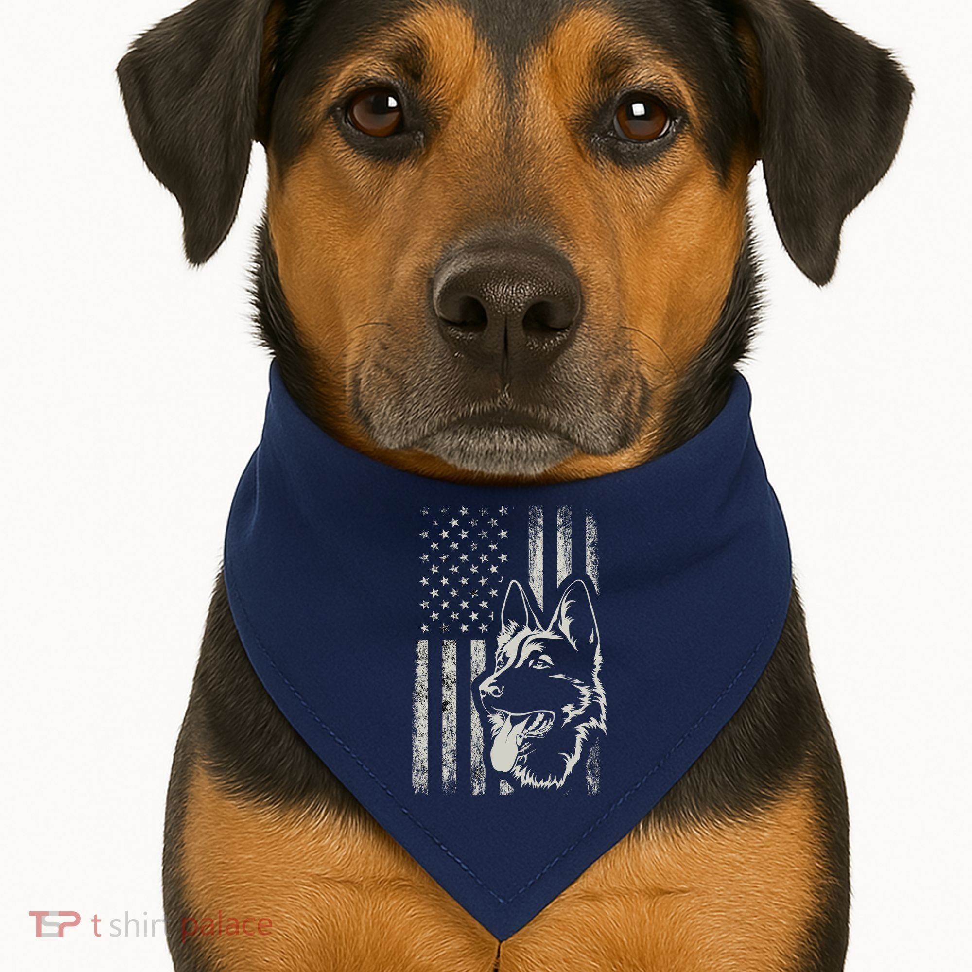 Patriotic German Shepherd AMERICAN FLAG 4th Of July Shepherd USA-Made Doggie Bandana