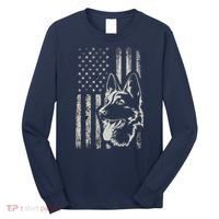 Patriotic German Shepherd AMERICAN FLAG 4th Of July Shepherd Long Sleeve Shirt thumb 0