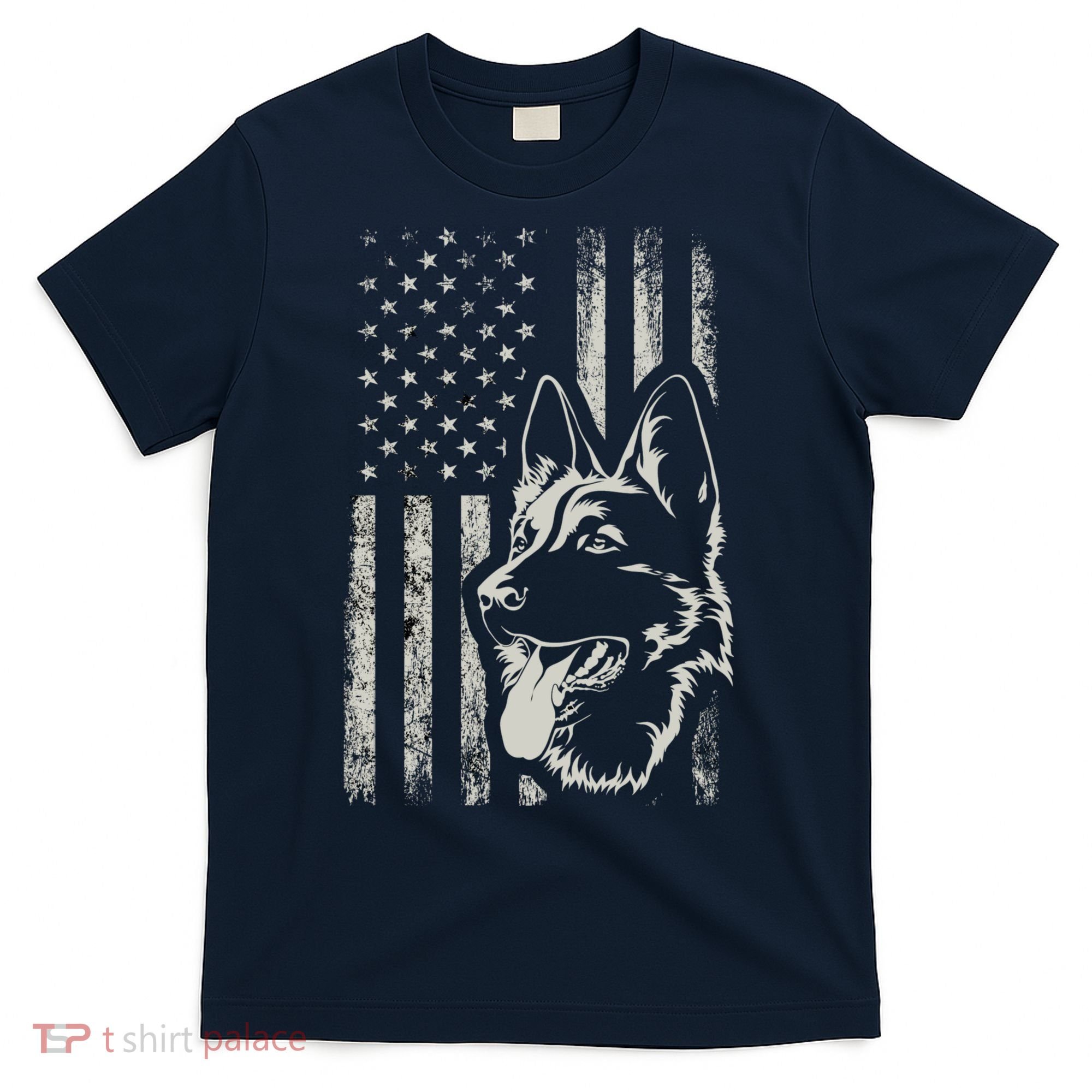 Patriotic German Shepherd AMERICAN FLAG 4th Of July Shepherd T-Shirt