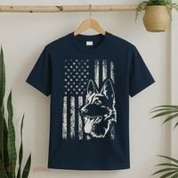 Patriotic German Shepherd AMERICAN FLAG 4th Of July Shepherd T-Shirt thumb 2