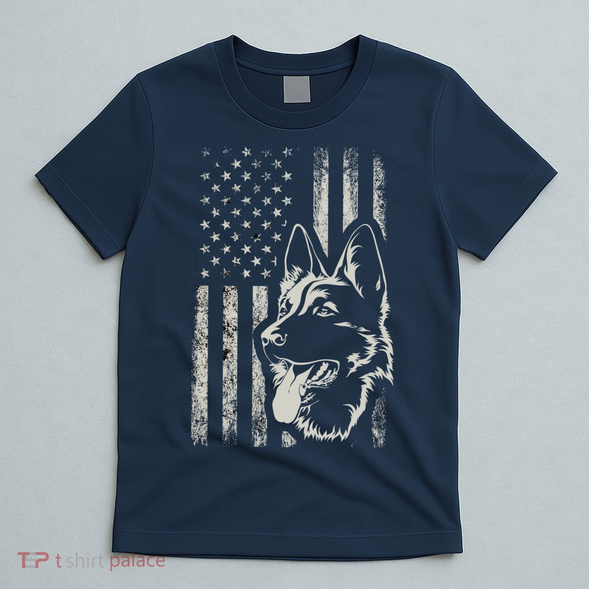 Patriotic German Shepherd AMERICAN FLAG 4th Of July Shepherd T-Shirt