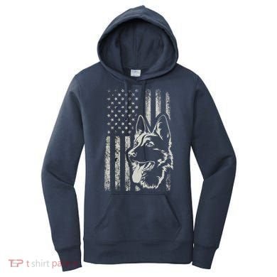 Patriotic German Shepherd AMERICAN FLAG 4th Of July Shepherd Women's Hoodie