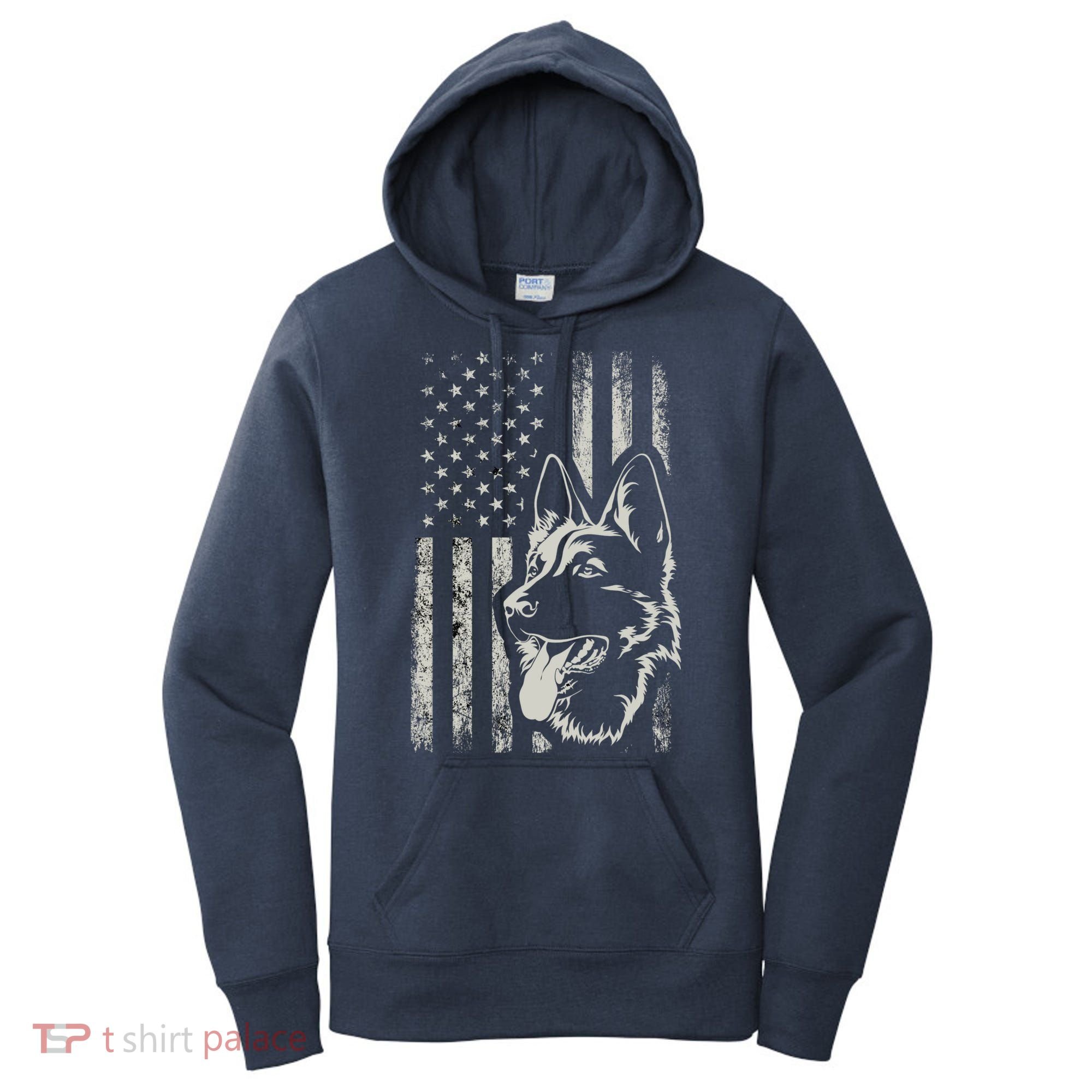Patriotic German Shepherd AMERICAN FLAG 4th Of July Shepherd Women's Hoodie