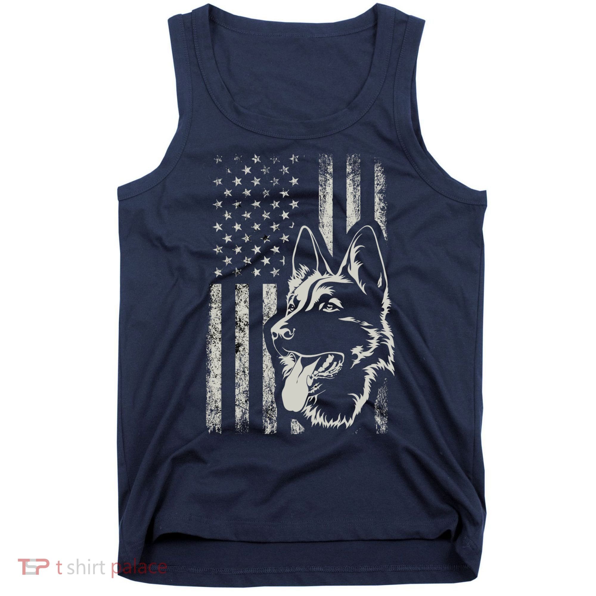 Patriotic German Shepherd AMERICAN FLAG 4th Of July Shepherd Tank Top