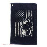 Patriotic German Shepherd AMERICAN FLAG 4th Of July Shepherd Golf Towel thumb 0