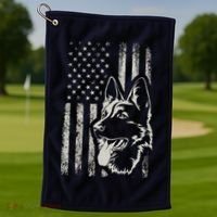 Patriotic German Shepherd AMERICAN FLAG 4th Of July Shepherd Golf Towel thumb 1