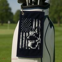 Patriotic German Shepherd AMERICAN FLAG 4th Of July Shepherd Golf Towel thumb 2