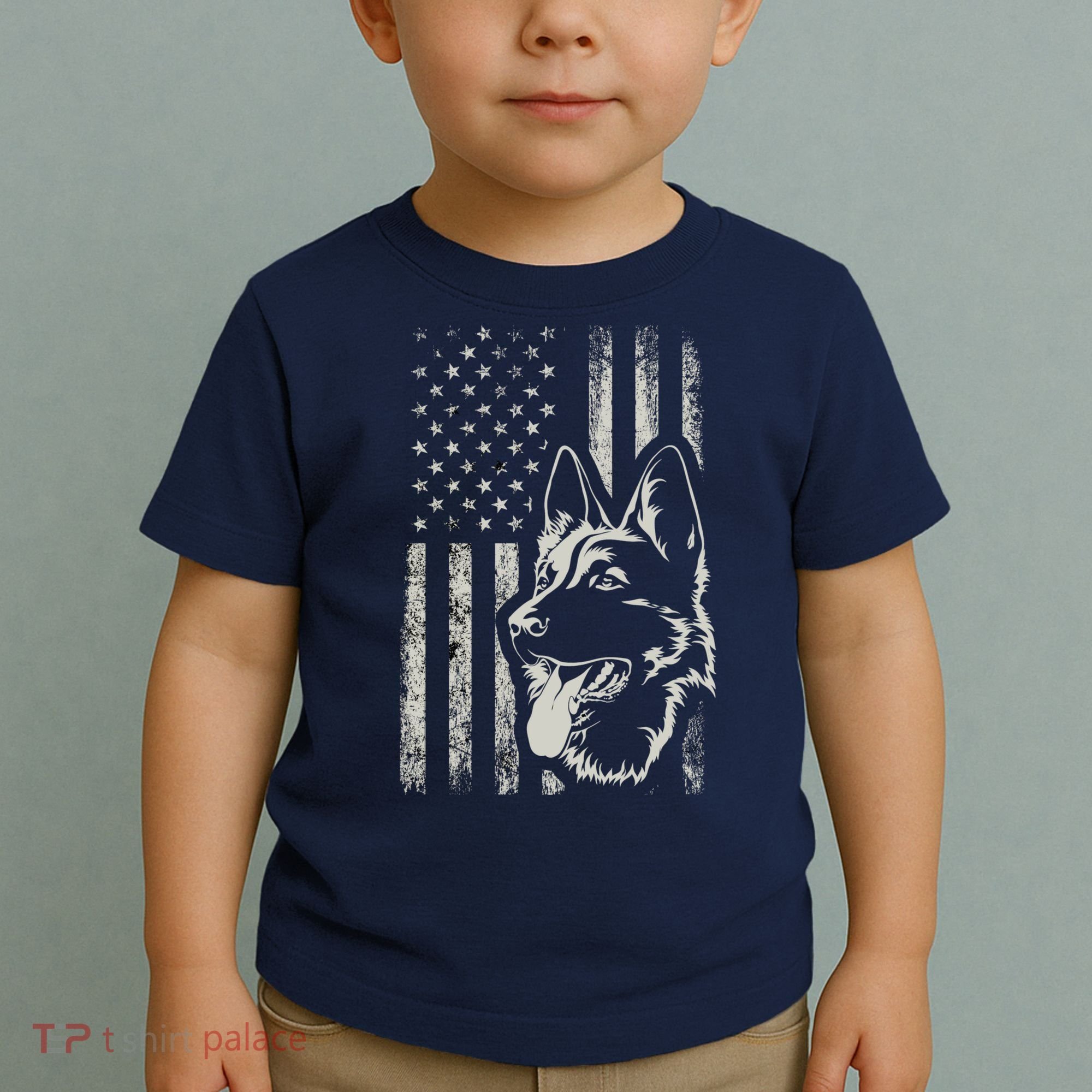 Patriotic German Shepherd AMERICAN FLAG 4th Of July Shepherd Toddler T-Shirt