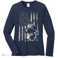 Patriotic German Shepherd AMERICAN FLAG 4th Of July Shepherd Women's Long Sleeve Shirt thumb 0