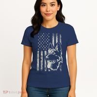 Patriotic German Shepherd AMERICAN FLAG 4th Of July Shepherd Women's T-Shirt thumb 4