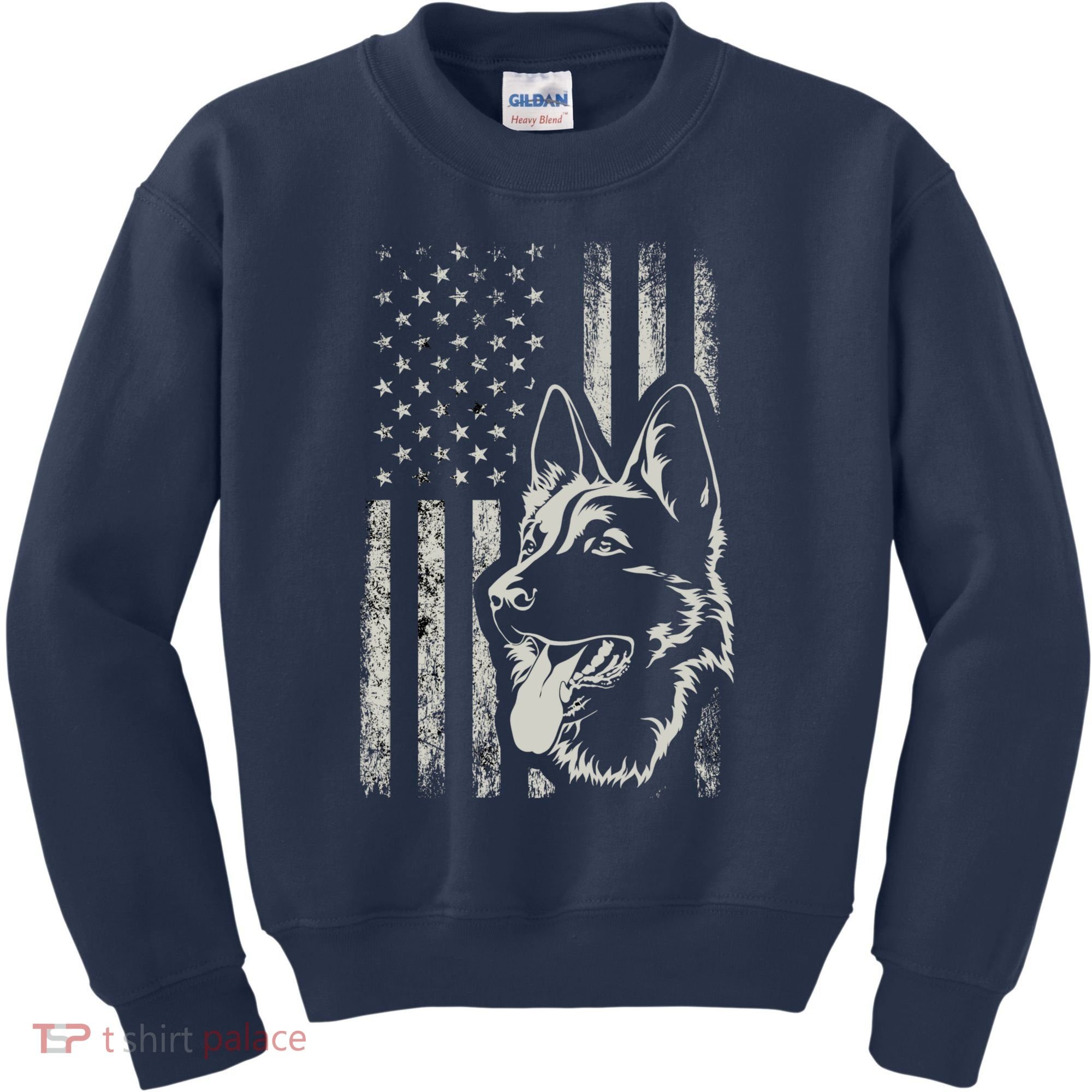 Patriotic German Shepherd AMERICAN FLAG 4th Of July Shepherd Kids Sweatshirt