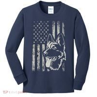 Patriotic German Shepherd AMERICAN FLAG 4th Of July Shepherd Kids Long Sleeve Shirt thumb 0