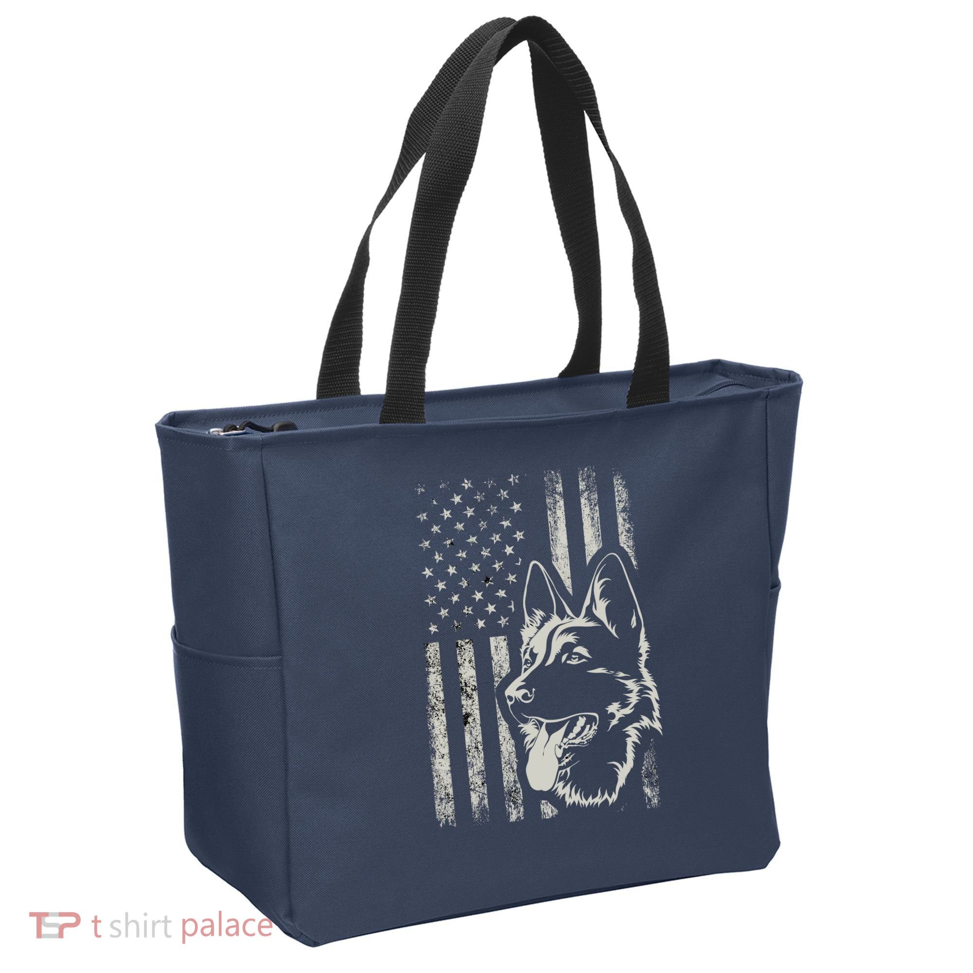 Patriotic German Shepherd AMERICAN FLAG 4th Of July Shepherd Tote Bag