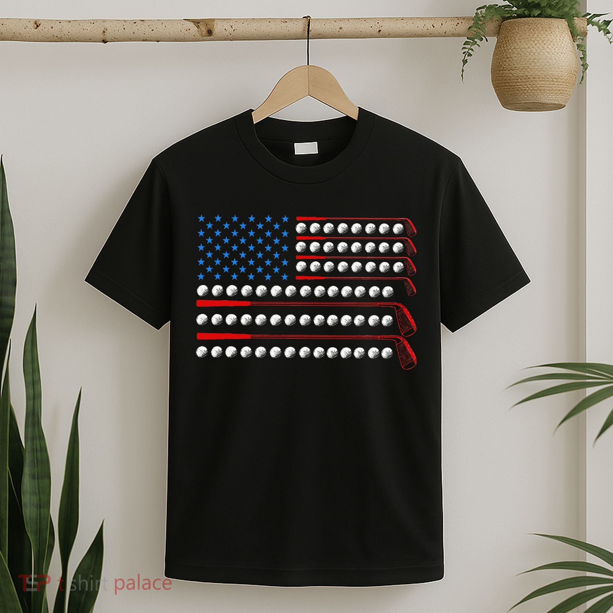 Patriotic Golf Usa Flag Golf Clubs 4th Of July Golf Balls T-Shirt