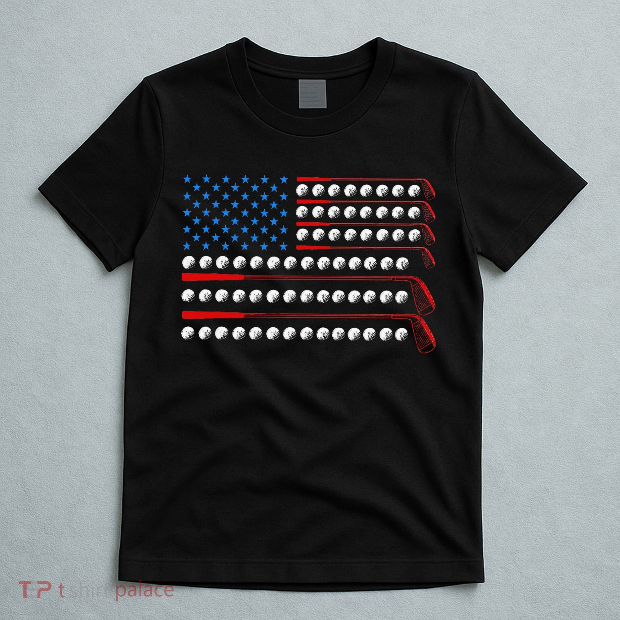Patriotic Golf Usa Flag Golf Clubs 4th Of July Golf Balls T-Shirt