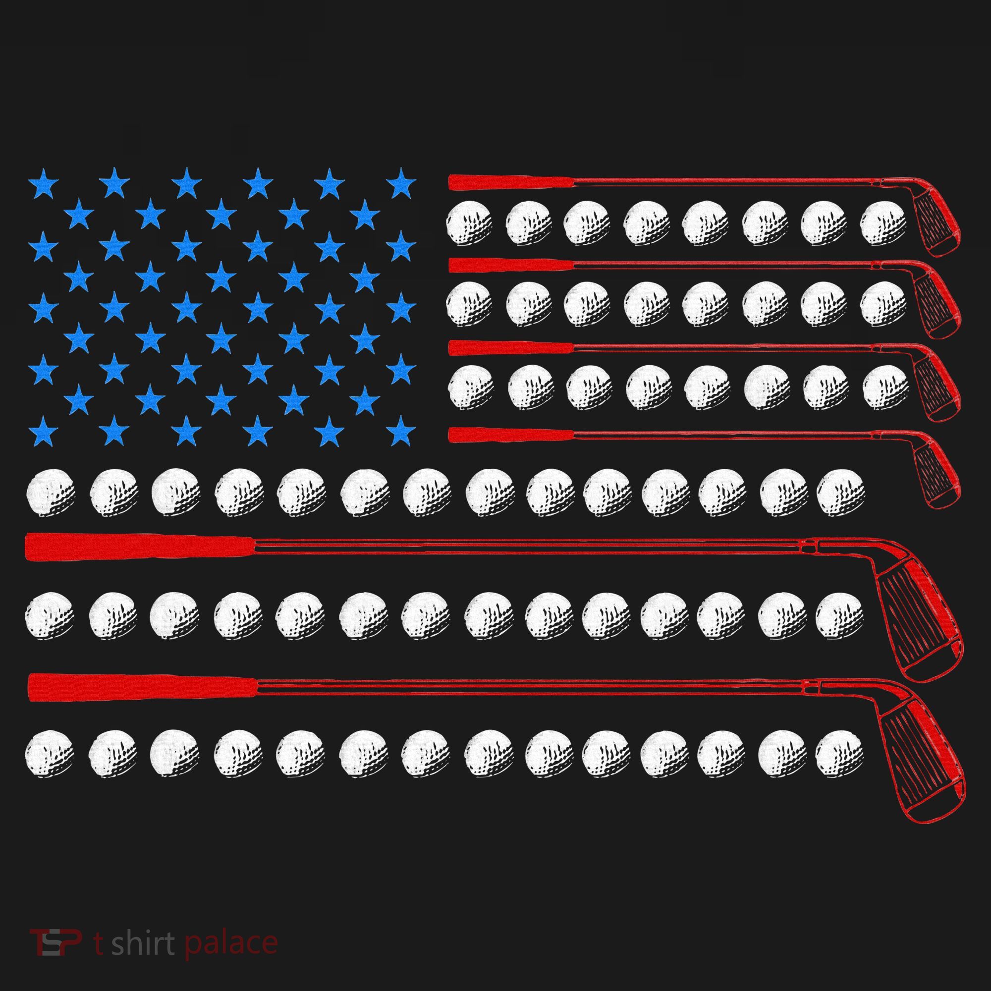 Patriotic Golf Usa Flag Golf Clubs 4th Of July Golf Balls T-Shirt