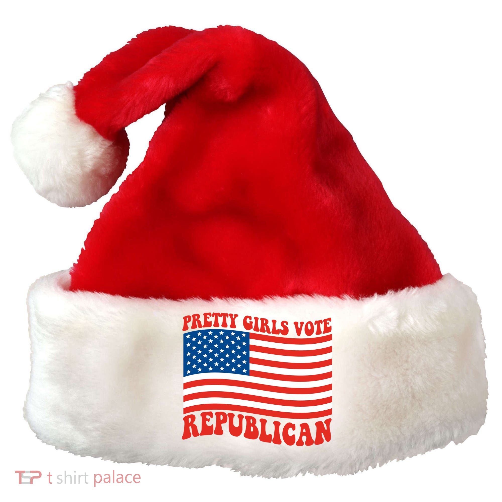 Pretty Girls Vote Republican Usa Flag Santa Hat