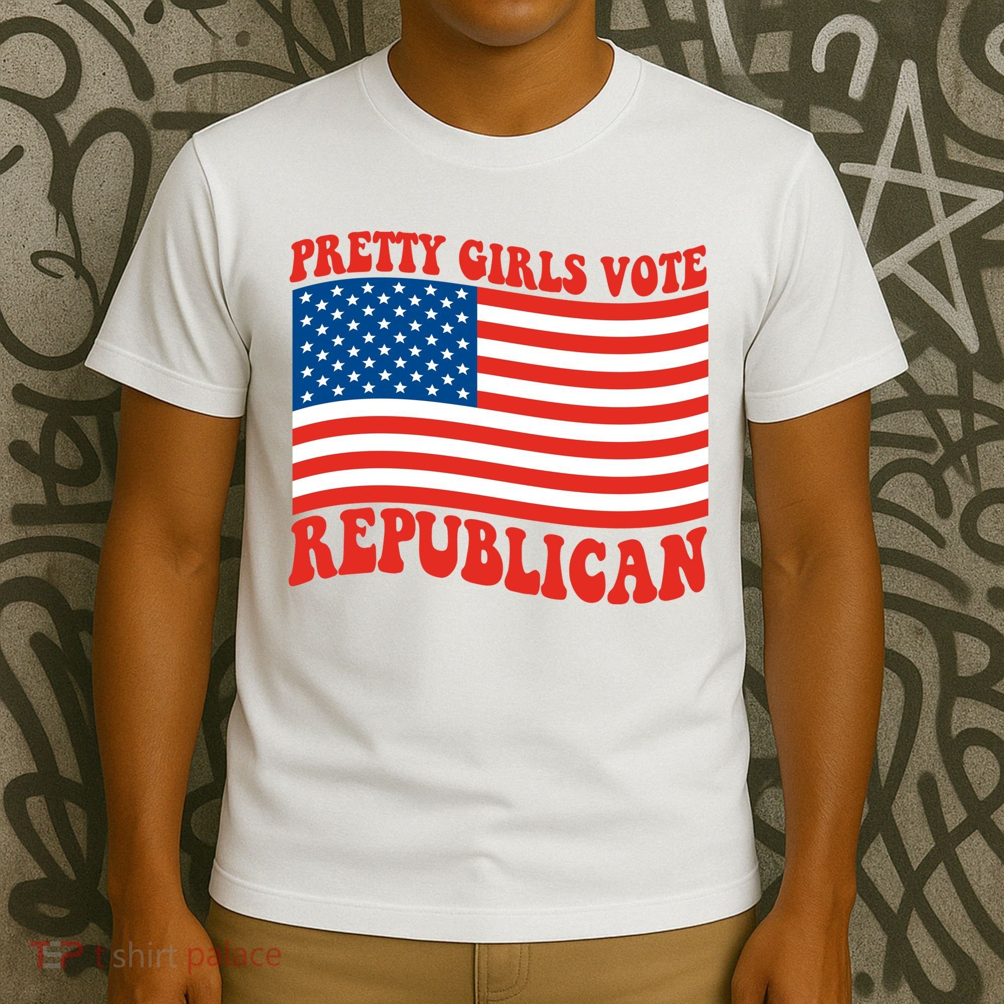 Pretty Girls Vote Republican Usa Flag T-Shirt