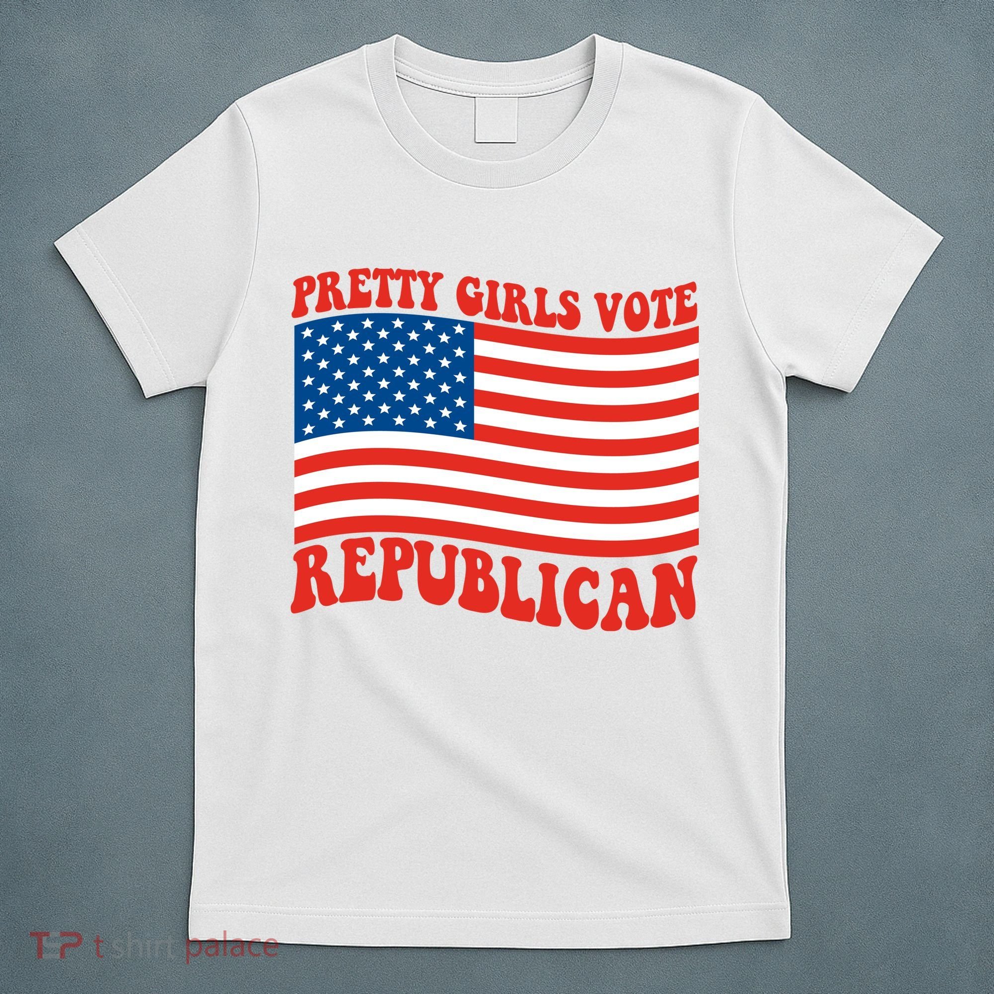 Pretty Girls Vote Republican Usa Flag T-Shirt