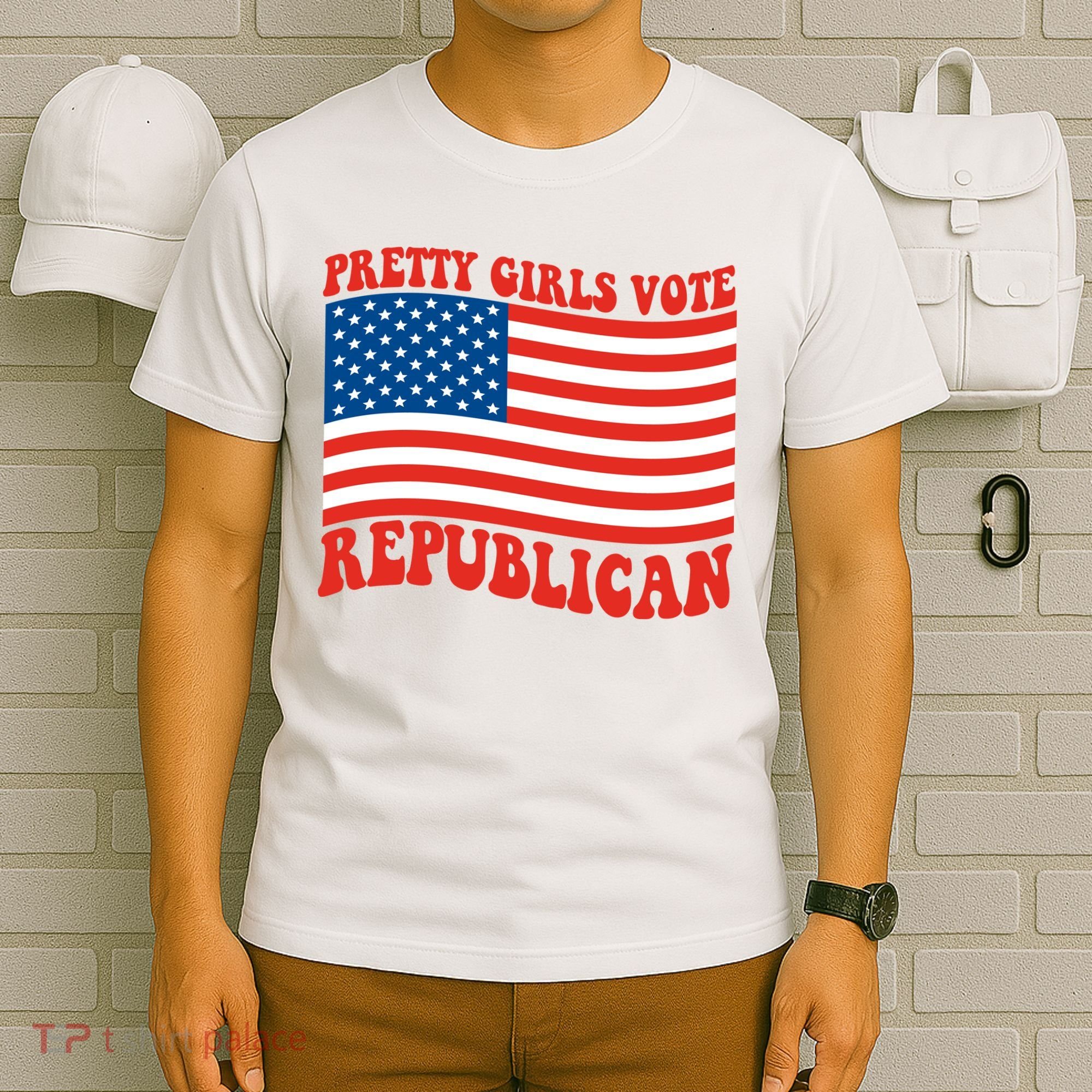 Pretty Girls Vote Republican Usa Flag T-Shirt