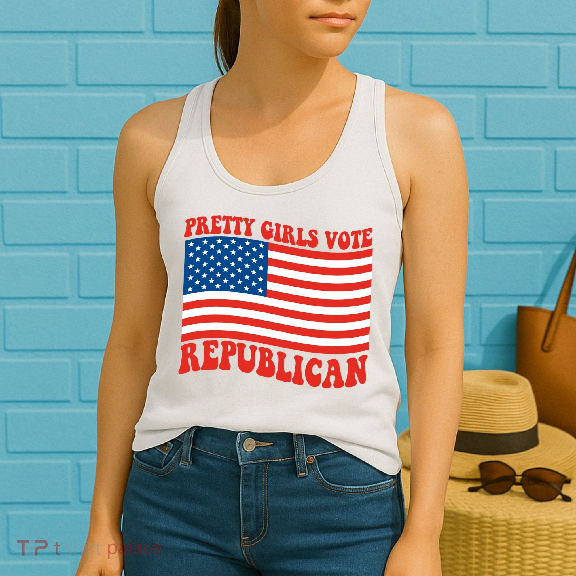 Pretty Girls Vote Republican Usa Flag Women's Tank Top